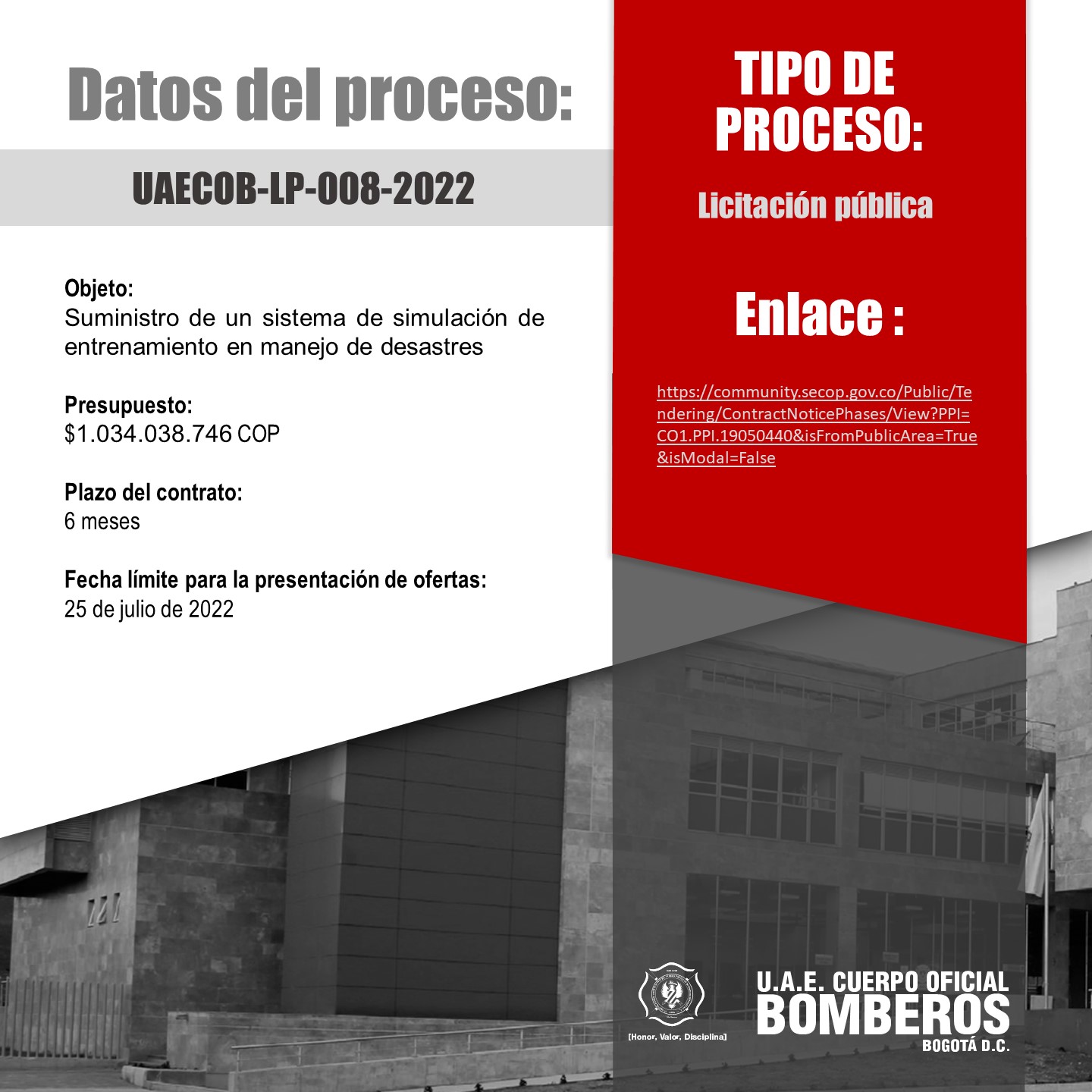 Licitación pública UAECOB-LP-008-2022