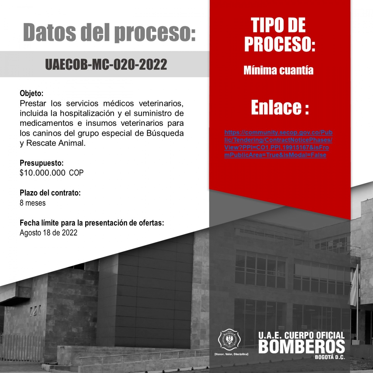 Licitación pública UAECOB-MC-020-2022