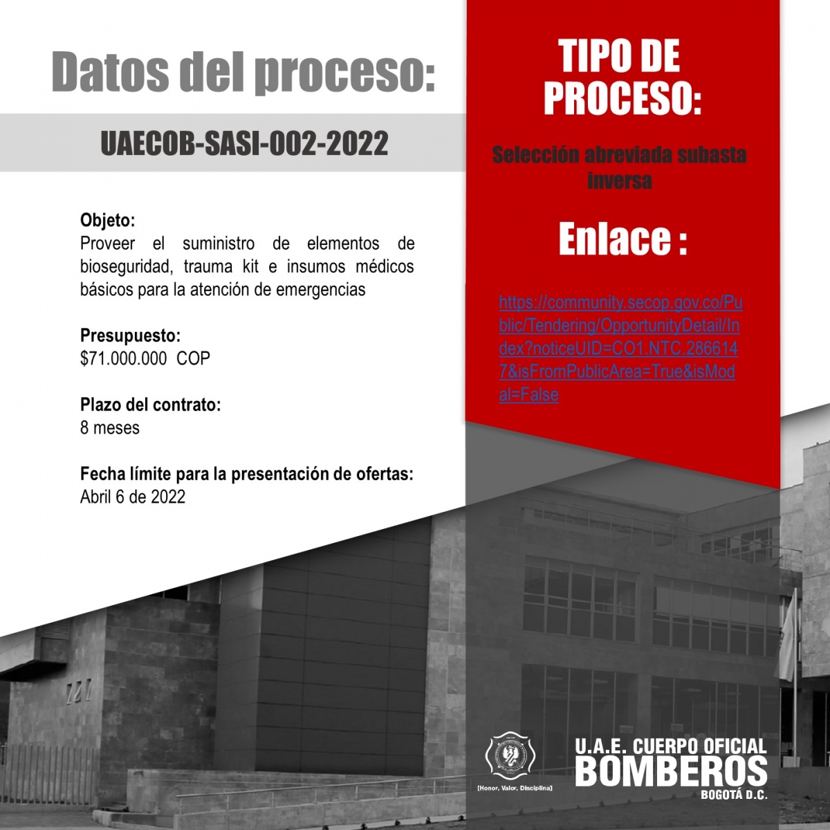 Licitación Pública - UAECOB-SASI-002-2022