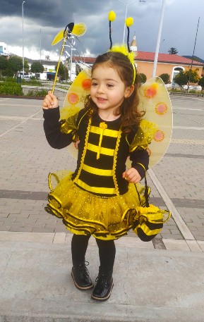 Niña disfrazada de abeja